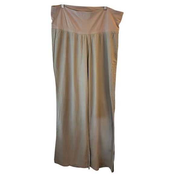 NWT Old Navy Maternity Linen Wide-Leg Pants Olive Green sz XL breathable minimal - Picture 1 of 8